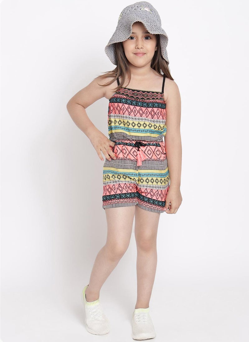 Nautinati Girls' All-over Geometric Print Waist Tie-up Jumpsuit - Image 5